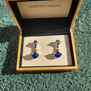Geoffrey Beene Blue Tiger Eye Cuff Links
